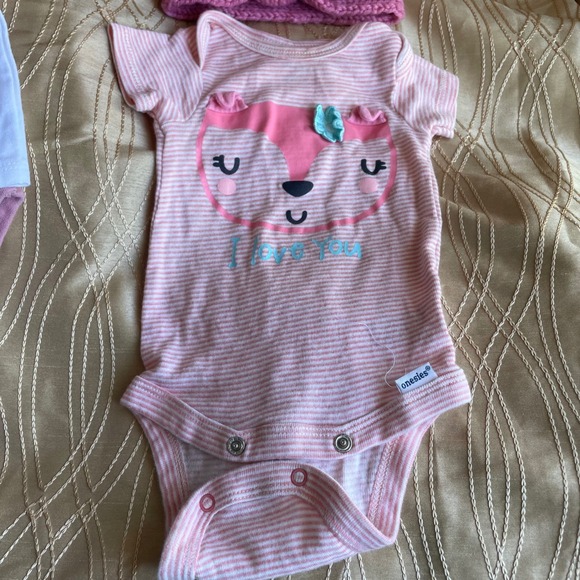 Gerber One piece Bodysuit 6 pc Bundle Short long‎ Sleeve Baby Girl knit headband - Picture 3 of 9